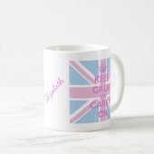 Mug Gardez le calme et continuez Union Jack rose et (Devant droit)
