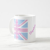 Mug Gardez le calme et continuez Union Jack rose et (Devant gauche)