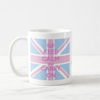 Mug Gardez le calme et continuez Union Jack rose et