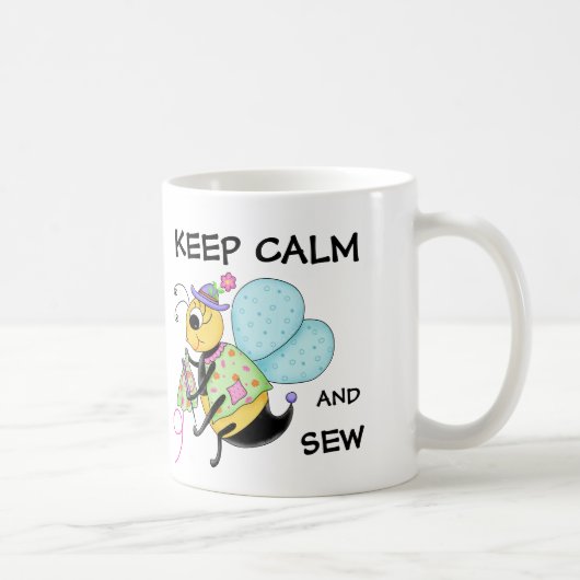 Mug Gardez le calme et coupez Whimsy Honey Bee Art (Droite)