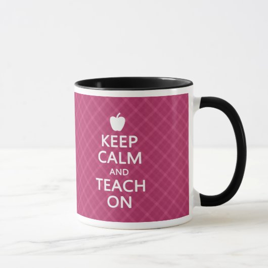 Mug Gardez le calme et Enseignez, Plaid rose (Droite)