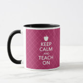 Mug Gardez le calme et Enseignez, Plaid rose (Gauche)