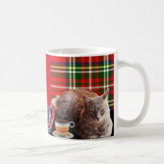 MUG "GARDEZ LE CALME ET LA CUISINE SUR", TARTAN ROUGE, (Droite)