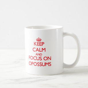 Mug Gardez le calme et le foyer sur des opossums