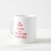 Mug Gardez le calme et le foyer sur la logistique (Devant gauche)