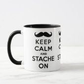 Mug Gardez le calme et le stache sur le noir (Gauche)