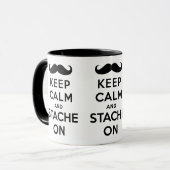 Mug Gardez le calme et le stache sur le noir (Devant gauche)