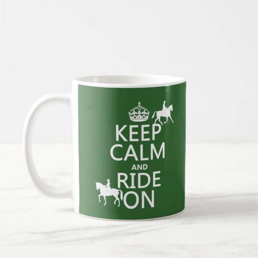 Mug Gardez le calme et montez dessus - les chevaux, (Gauche)