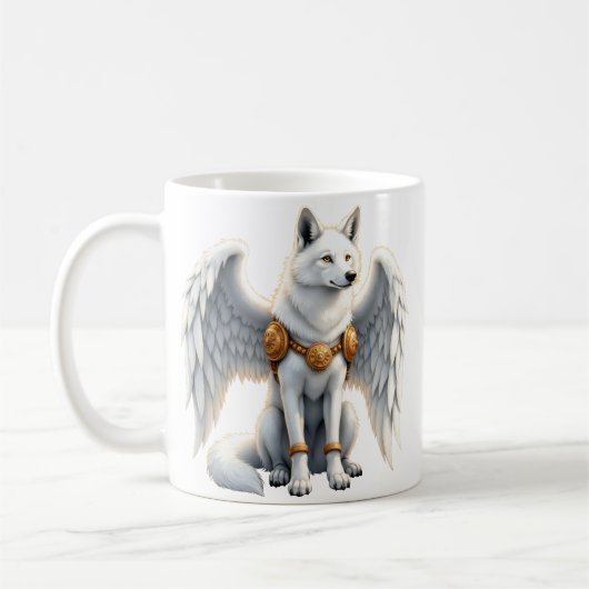 Mug Gardien de l'Aube – Le Loup aux Ailes Blanches. (Gauche)