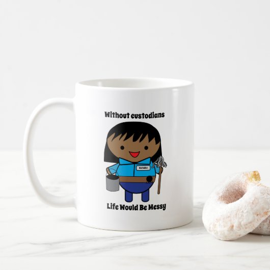 Mug Gardien Janitor Femme noire Funny Personnaliser (Avec donut)