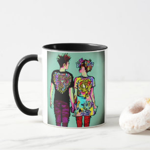 Mug Gars grunge mignon et fille punk jolie se tenant l