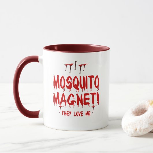 Mug Gaspillage de sang moustique magnétique Ils m'aime (Avec donut)