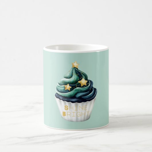 Mug Gâteau brillant aux étoiles vert bleu or (Centre)