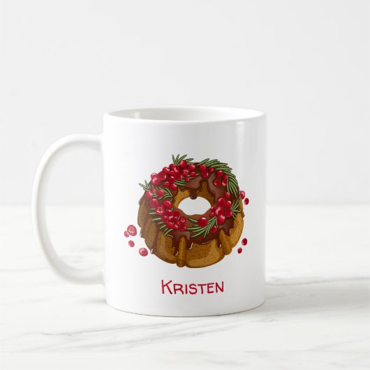Mug Gâteau Bundt aux Canneberges Fantaisie Monogramme (Gauche)