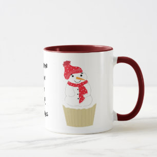 Mug Gâteau Cupcake Bonhomme de Neige Avec Citation