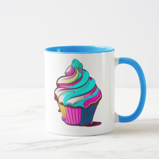 Mug Gâteau Cupcake Dégoulinant Arc-en-Ciel (Droite)