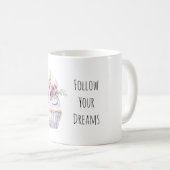 Mug Gâteau Cupcake Fleur Licorne Rose Anniversaire (Devant droit)