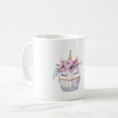 Mug Gâteau Cupcake Fleur Licorne Rose Anniversaire (Devant gauche)