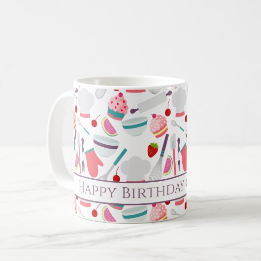 Mug Gâteau Cupcake Joyeux Anniversaire (Devant gauche)