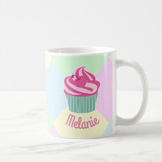 Mug Gâteau Cupcake Rose Pâle Personnalisé (Droite)