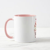 Mug Gâteau d'anniversaire Cupcake Cœurs Rouges Nœud Ro (Gauche)