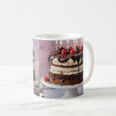 Mug Gâteau D'Anniversaire De Crème Chocolée Aux Fraise (Devant droit)