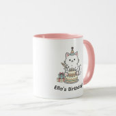 Mug Gâteau d'anniversaire et cadeaux pour chat joueur (Devant droit)
