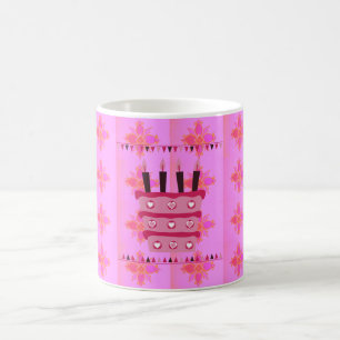 Mug Gâteau d'anniversaire floral pour elle / Filles Ar
