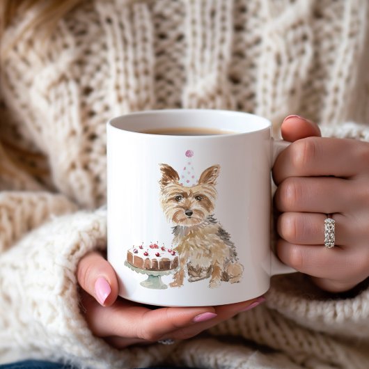 Mug Gâteau d'anniversaire Yorkie personnalisé
