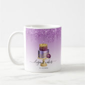 Mug Gâteau de Mariage Paillettes Coulée Violet Or Boul (Gauche)