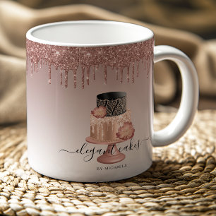 Mug Gâteau de Mariage Paillettes Coulure Rose Gold Bou