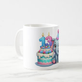 Mug Gâteau d'éléphant pour 13e anniversaire (Devant gauche)