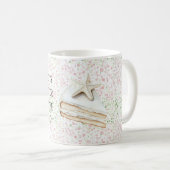 Mug Gâteau Étoile de Mer Blanche Confettis Rose Vert (Devant droit)
