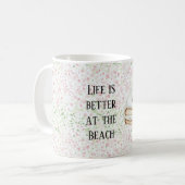 Mug Gâteau Étoile de Mer Blanche Confettis Rose Vert (Devant gauche)