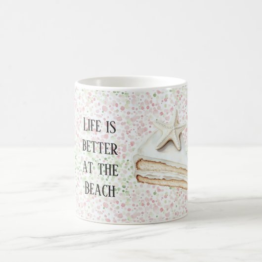 Mug Gâteau Étoile de Mer Blanche Confettis Rose Vert (Centre)