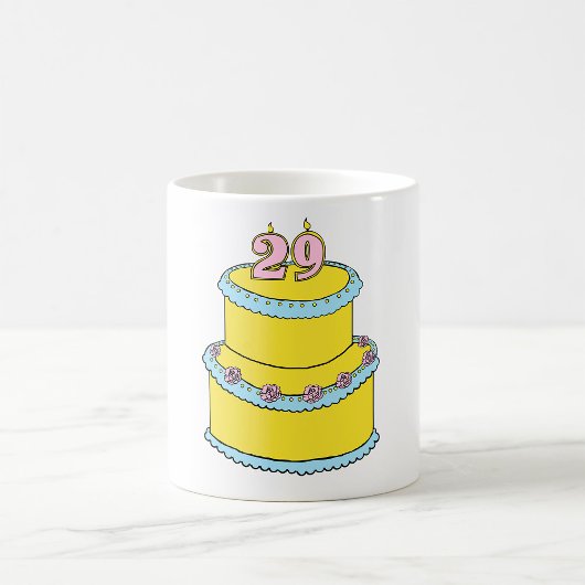 Mug Gâteau jaune 29e anniversaire avec roses roses ros