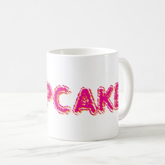 Mug Gâteau personnalisé texte rose (Devant droit)
