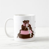 Mug Gâteau rose et chocolat pour réserver la date (Gauche)