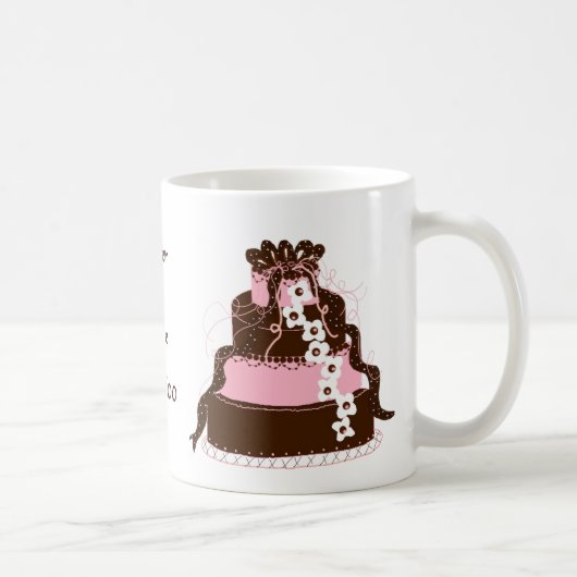 Mug Gâteau rose et chocolat pour réserver la date (Droite)