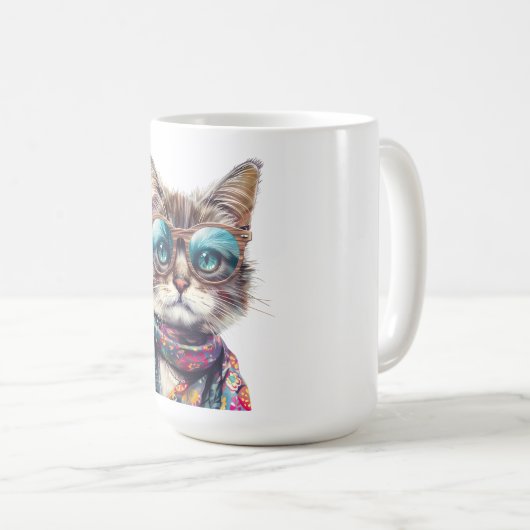 Mug  Gato Cool con Lentes  (Devant droit)