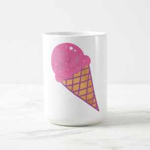 Mug Gaufrette Cornet de Glace à la Fraise Rose