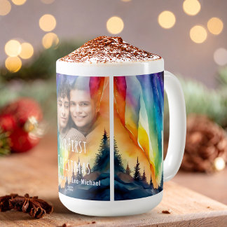 Mug Gay Aurores Boréales Aquarelle Photo de Noël