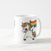Mug Gay pride Dabbing Unicorne Avec Drapeau (Devant droit)