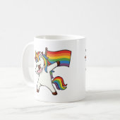 Mug Gay pride Dabbing Unicorne Avec Drapeau (Devant gauche)