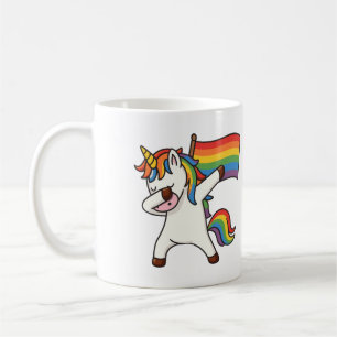 Mug Gay pride Dabbing Unicorne Avec Drapeau