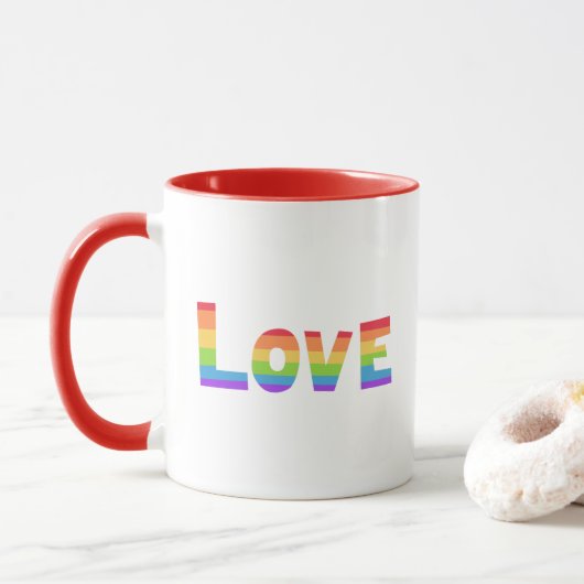 Mug Gay pride LGBT rainbow flag L'amour est l'amour LG (Avec donut)