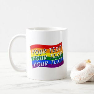 Mug Gay pride Rainbow Flag texte personnalisé jusqu'à