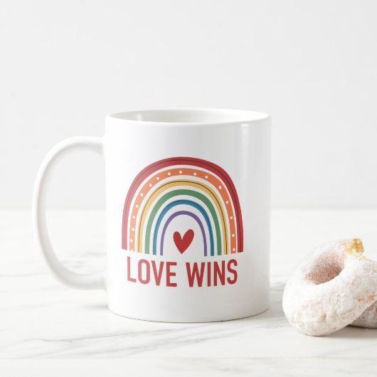 Mug Gay pride Rainbow Love gagne (Avec donut)