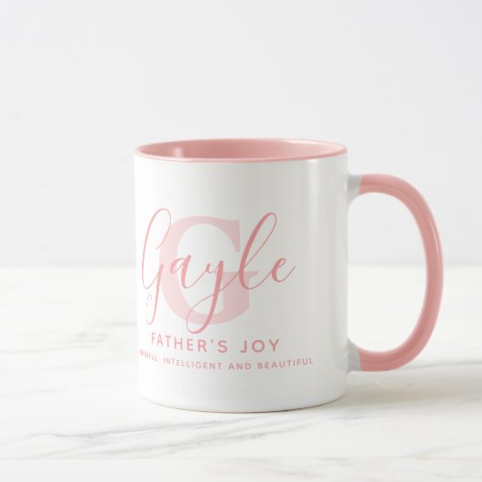 Mug Gayle name meaning and monogram soft pink text (Droite)