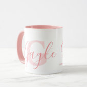 Mug Gayle name meaning and monogram soft pink text (Devant gauche)